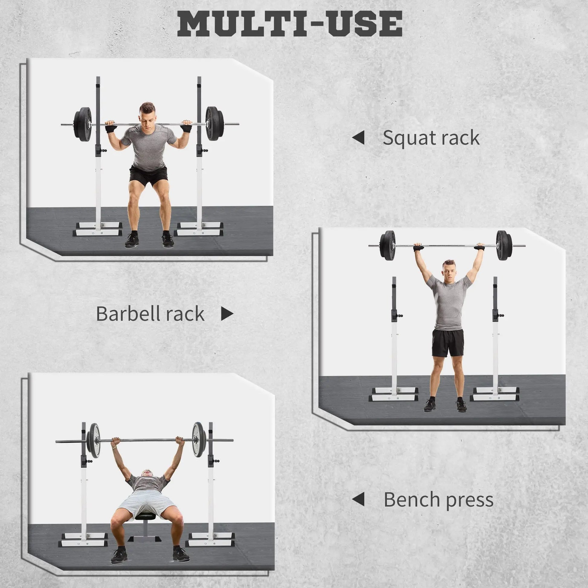 Adjustable Barbell Rack, Squat Stand, 2 Bars Holder, Black, White Power Towers at Gallery Canada