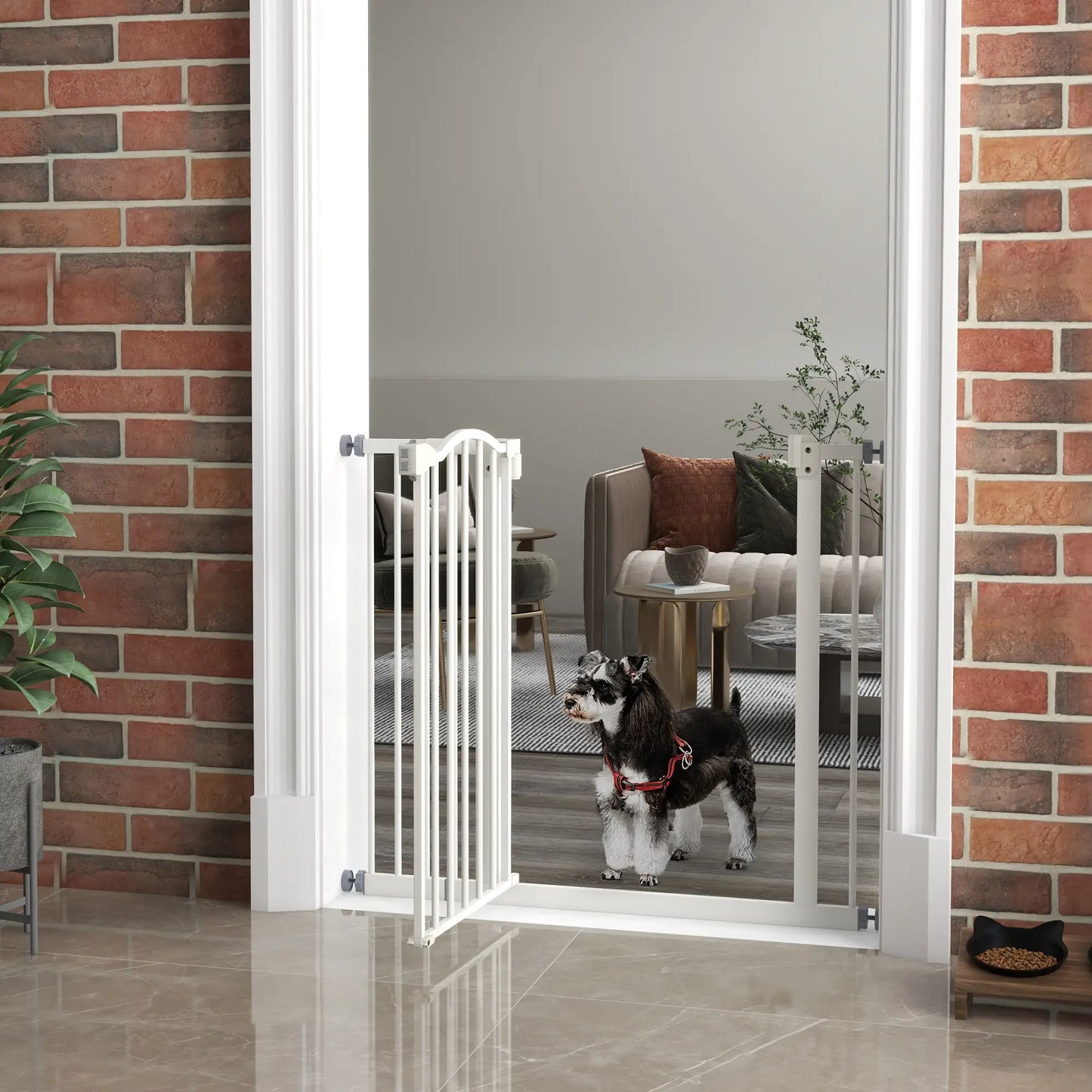 Extra Tall Dog Gate With Door, Pressure Fit, Auto Close, 29"-37", White Pet Gates at Gallery Canada
