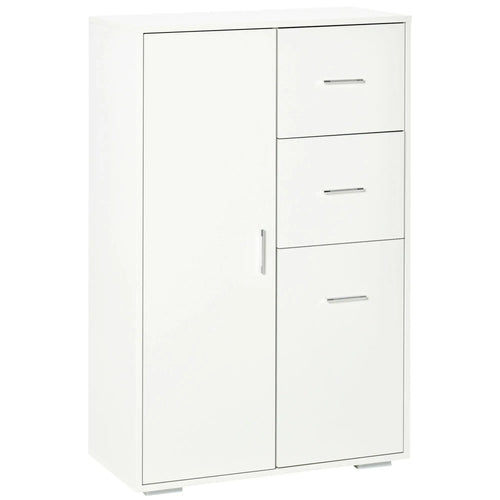 White Storage Cabinet, 2 Drawers and 2 Cabinet, Kitchen Sideboard, White