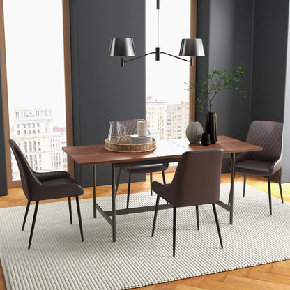 Upholstered Kitchen Chairs, Set of 4, Diamond Tufting, Steel Legs, Brown Bar Stools at Gallery Canada