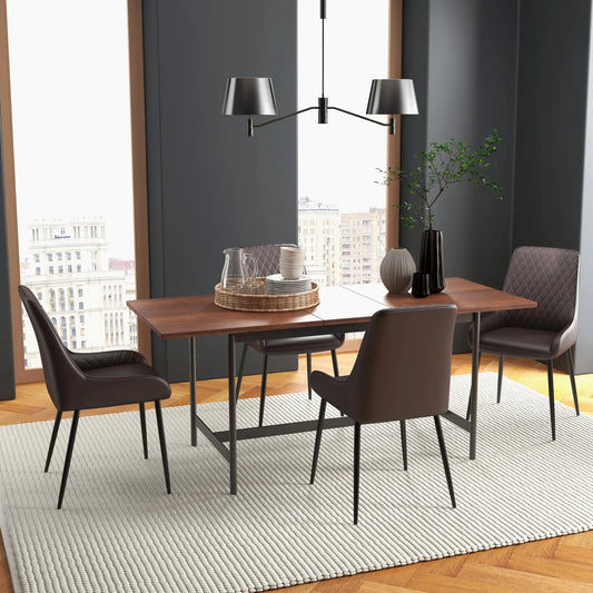 Upholstered Kitchen Chairs, Set of 4, Diamond Tufting, Steel Legs, Brown Bar Stools Brown at Gallery Canada