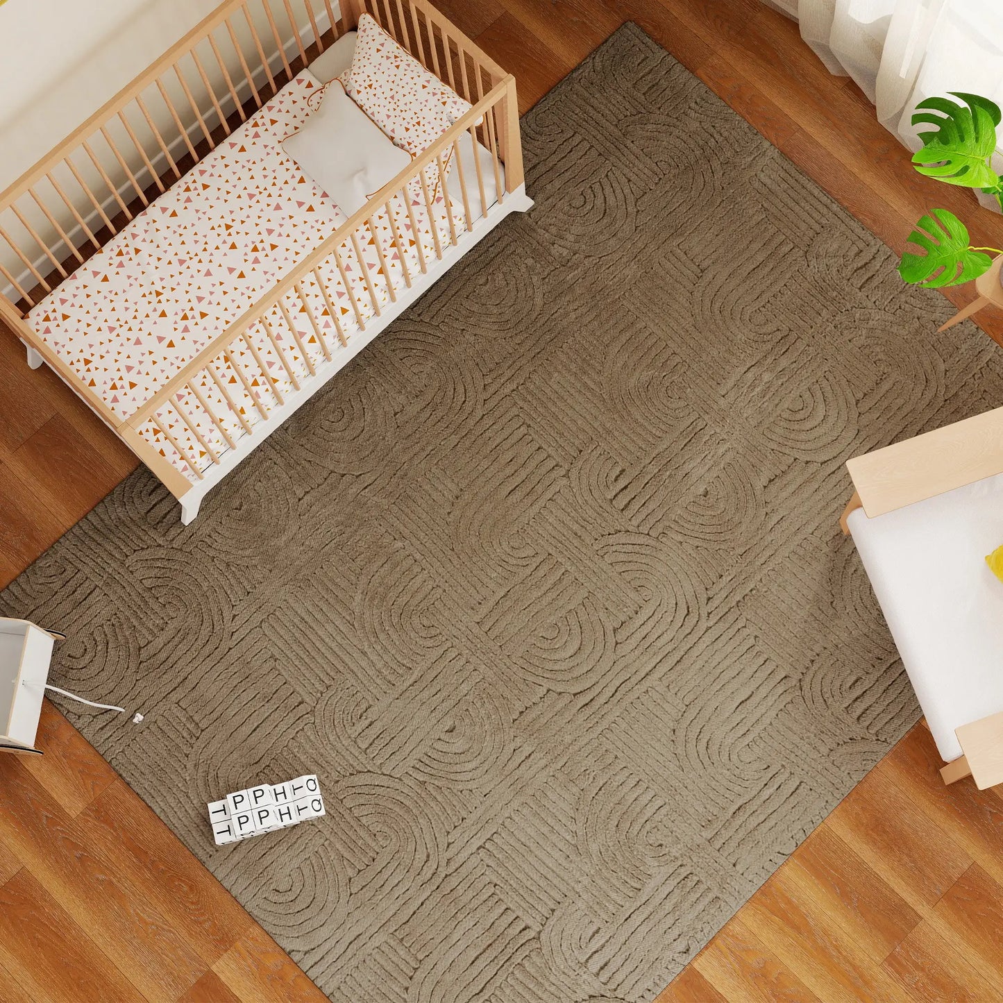 7.5x9.5 Faux Fur Rug, Non-Slip Carpet for Living Room, Bedroom, Tan Area Rugs at Gallery Canada