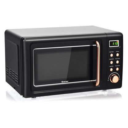 700W Retro Countertop Microwave Oven with 5 Micro Power and Auto Cooking Function, Golden Toaster Ovens Golden at Gallery Canada