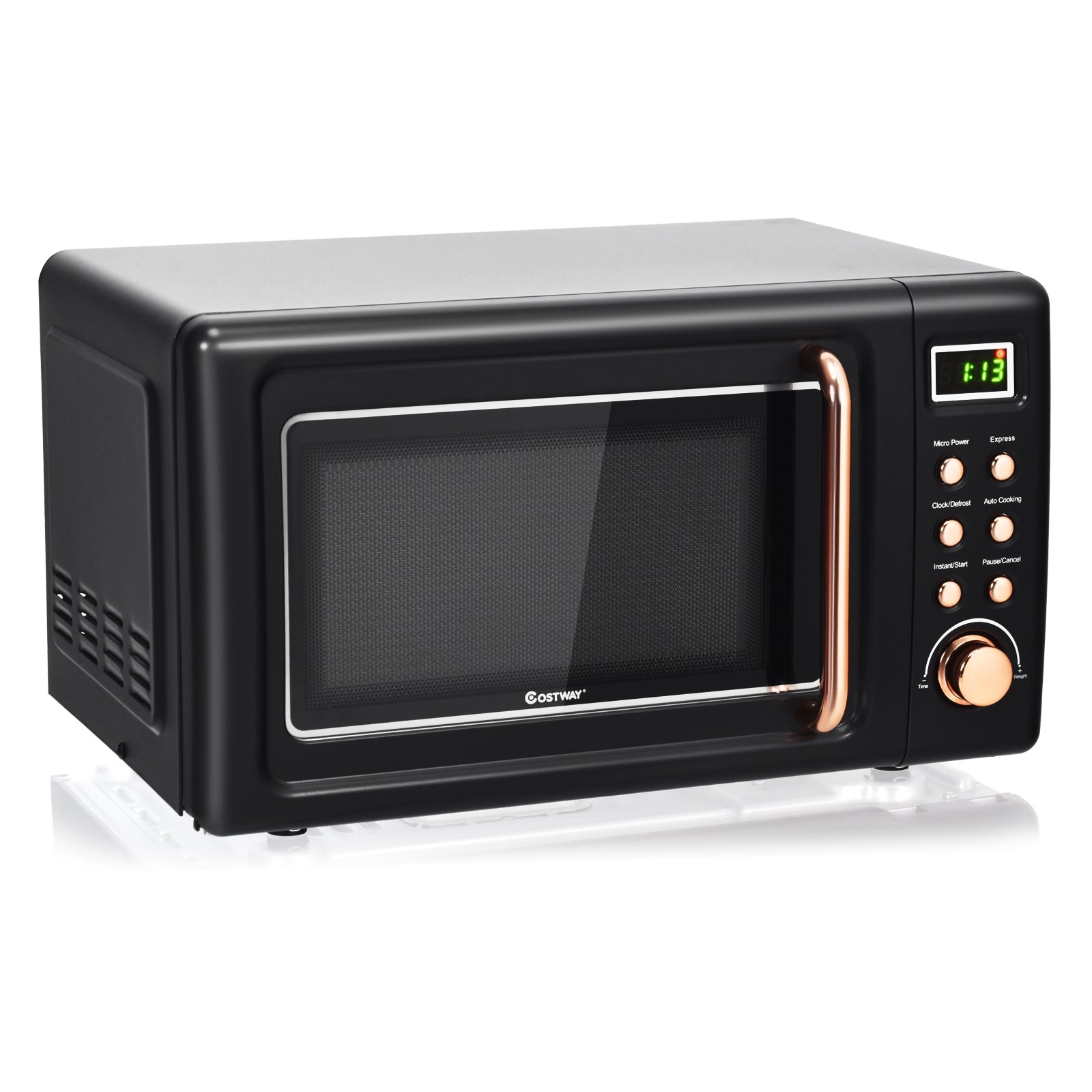 700W Retro Countertop Microwave Oven with 5 Micro Power and Auto Cooking Function, Golden Toaster Ovens at Gallery Canada