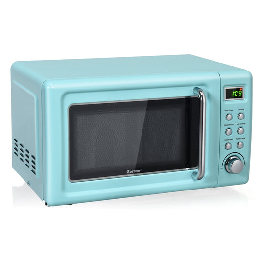 700W Retro Countertop Microwave Oven with 5 Micro Power and Auto Cooking Function, Green