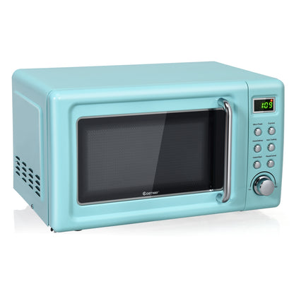 700W Retro Microwave Oven, 5 Power Levels, Auto Cook, Green