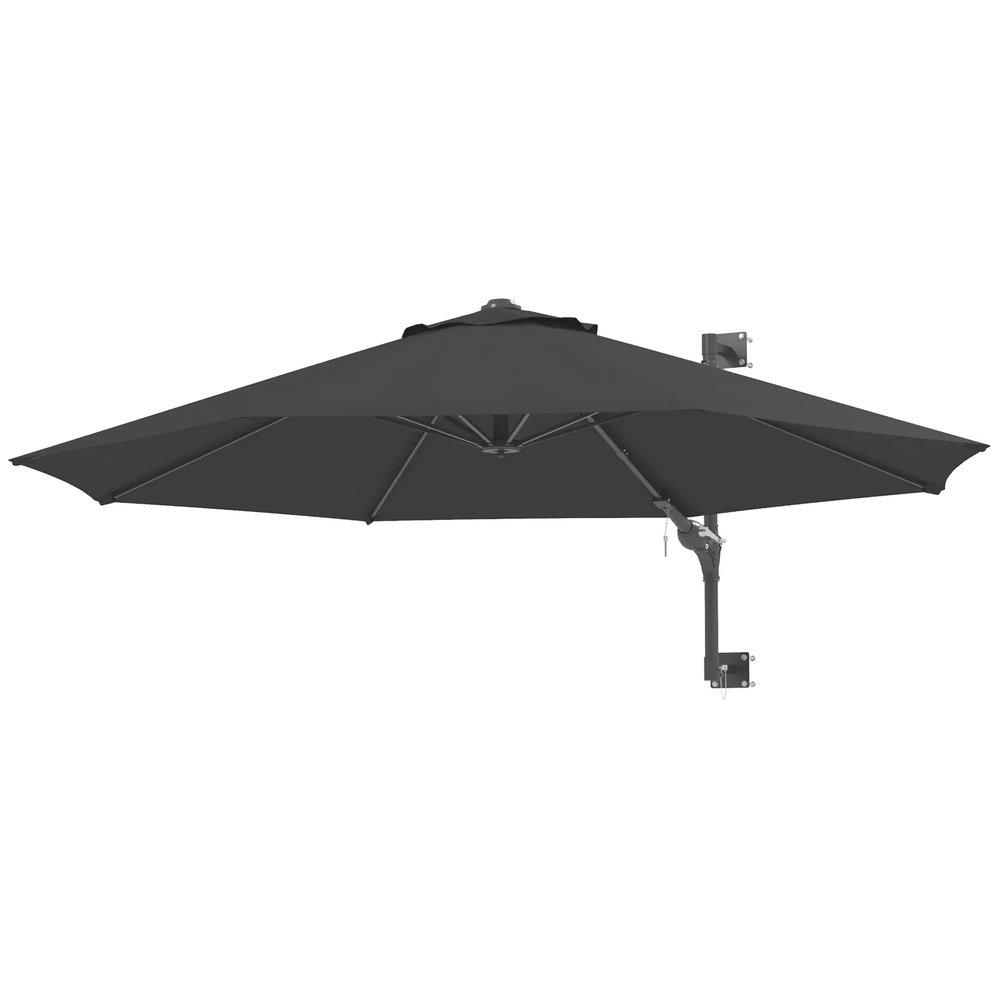 9.6 x 9.6 ft Wall Mounted Umbrella, Rotating Patio Parasol, Charcoal Grey Sun Umbrellas at Gallery Canada