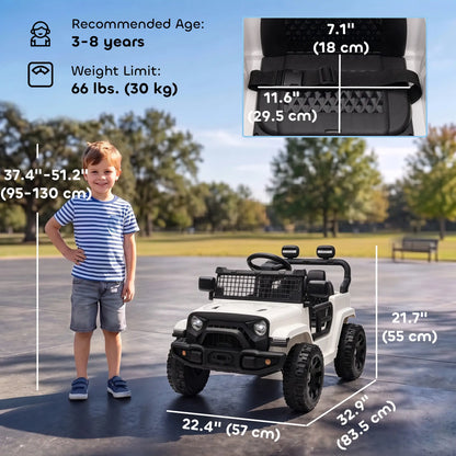 12V Kids Electric Car with Remote, Dual Motors, White Electric Toy Cars at Gallery Canada
