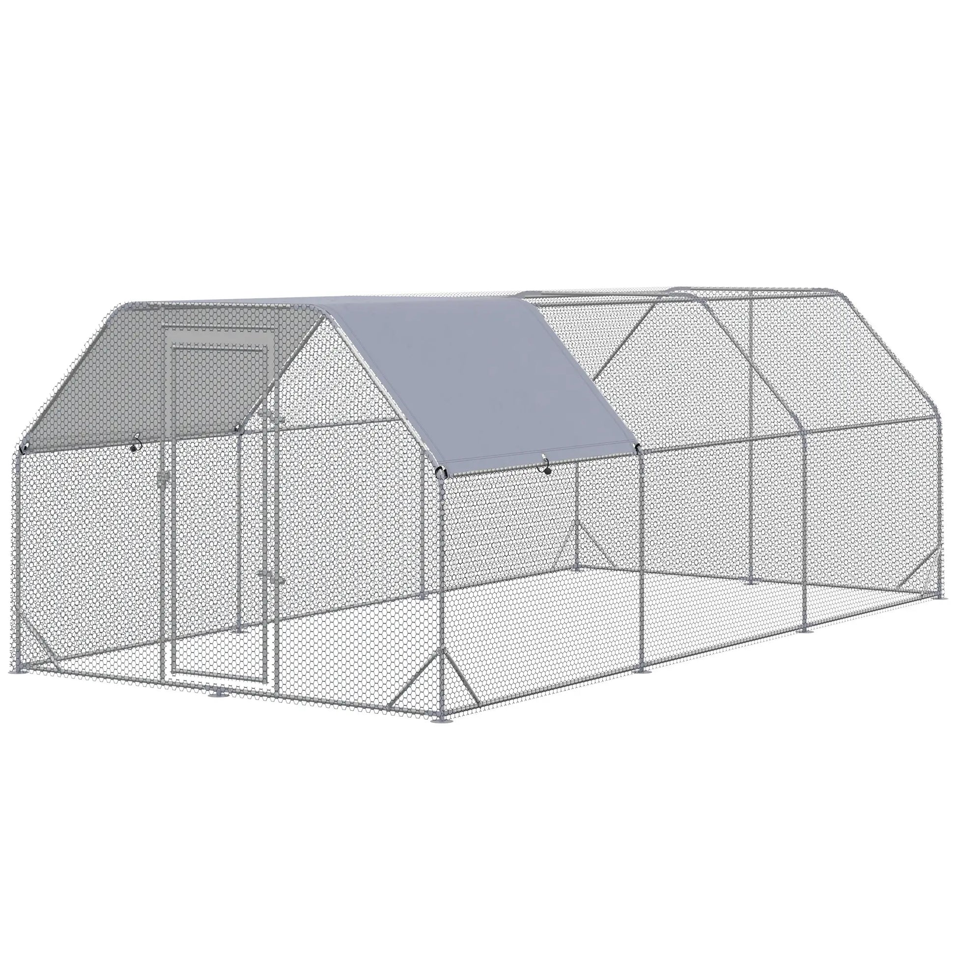 Large Metal Chicken Coop, Walk-In Enclosure, 9.2' x 18.7' x 6.5', Silver Chicken Coops at Gallery Canada