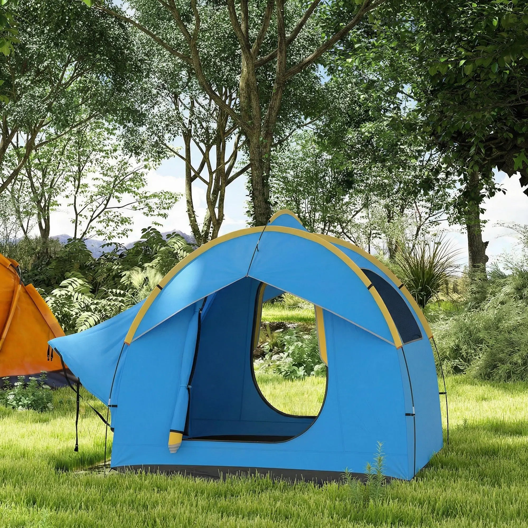 3000mm Waterproof SUV Tent, Car Tent with 3 Doors and Mesh Window, for 5-6 Person Camping Travel, Blue and Orange Camping Tents at Gallery Canada