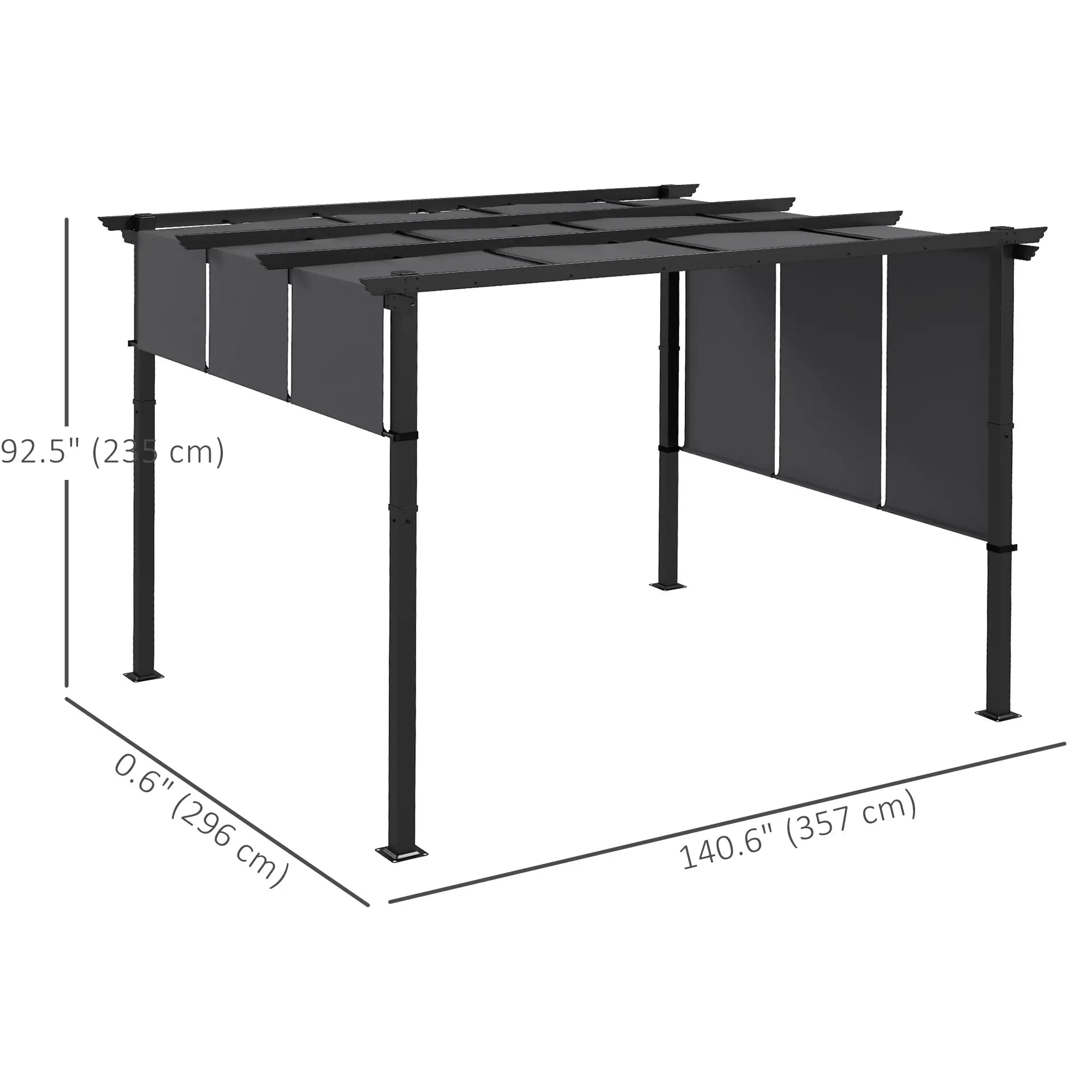 10' x 12' Metal Pergola, Retractable Canopy, Garden Patio Backyard Deck Pergolas at Gallery Canada