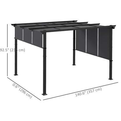 10' x 12' Metal Pergola, Retractable Canopy, Garden Patio Backyard Deck Pergolas at Gallery Canada