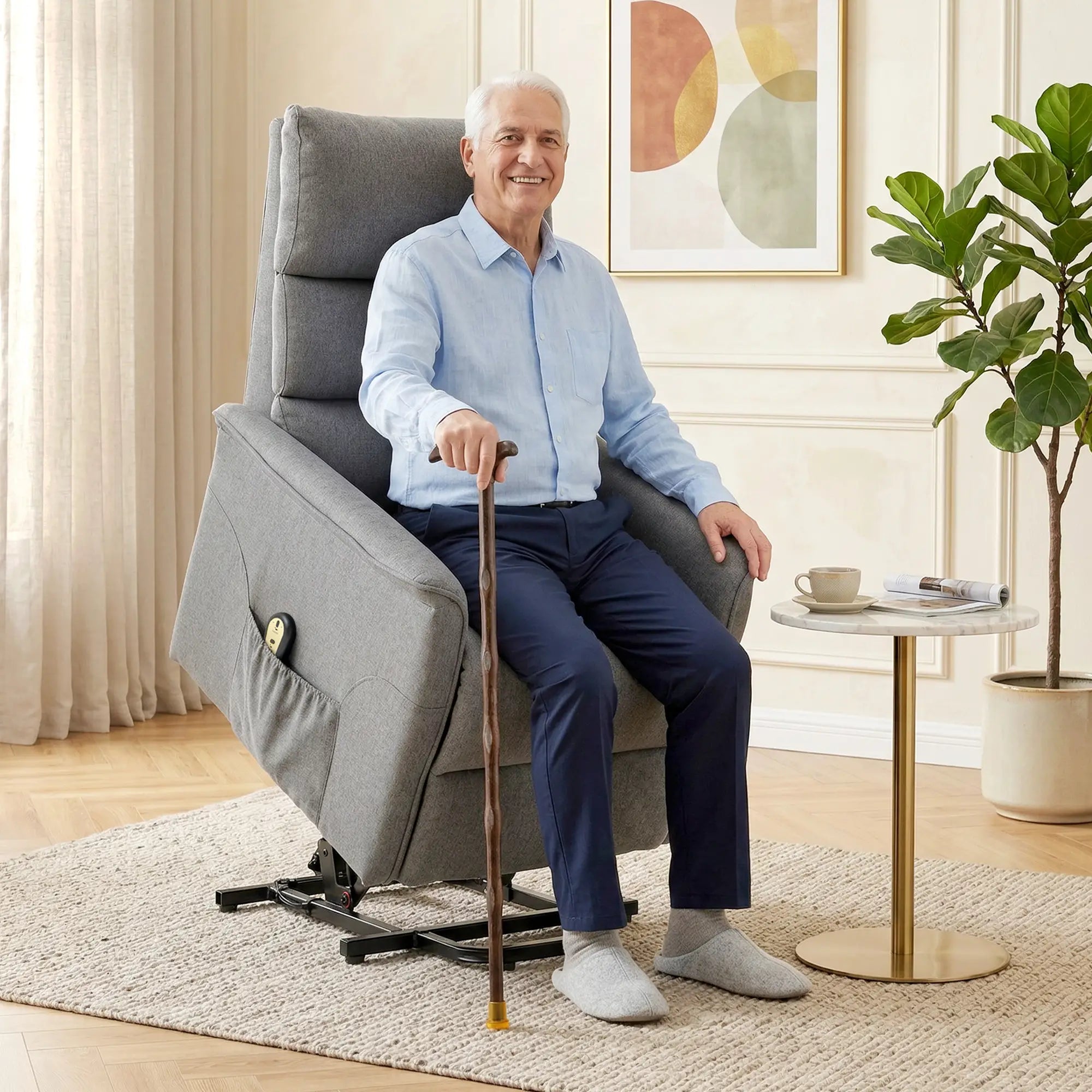 Lift Chair Recliner With Remote Control, Dark Grey Electric Power Lift Chairs at Gallery Canada