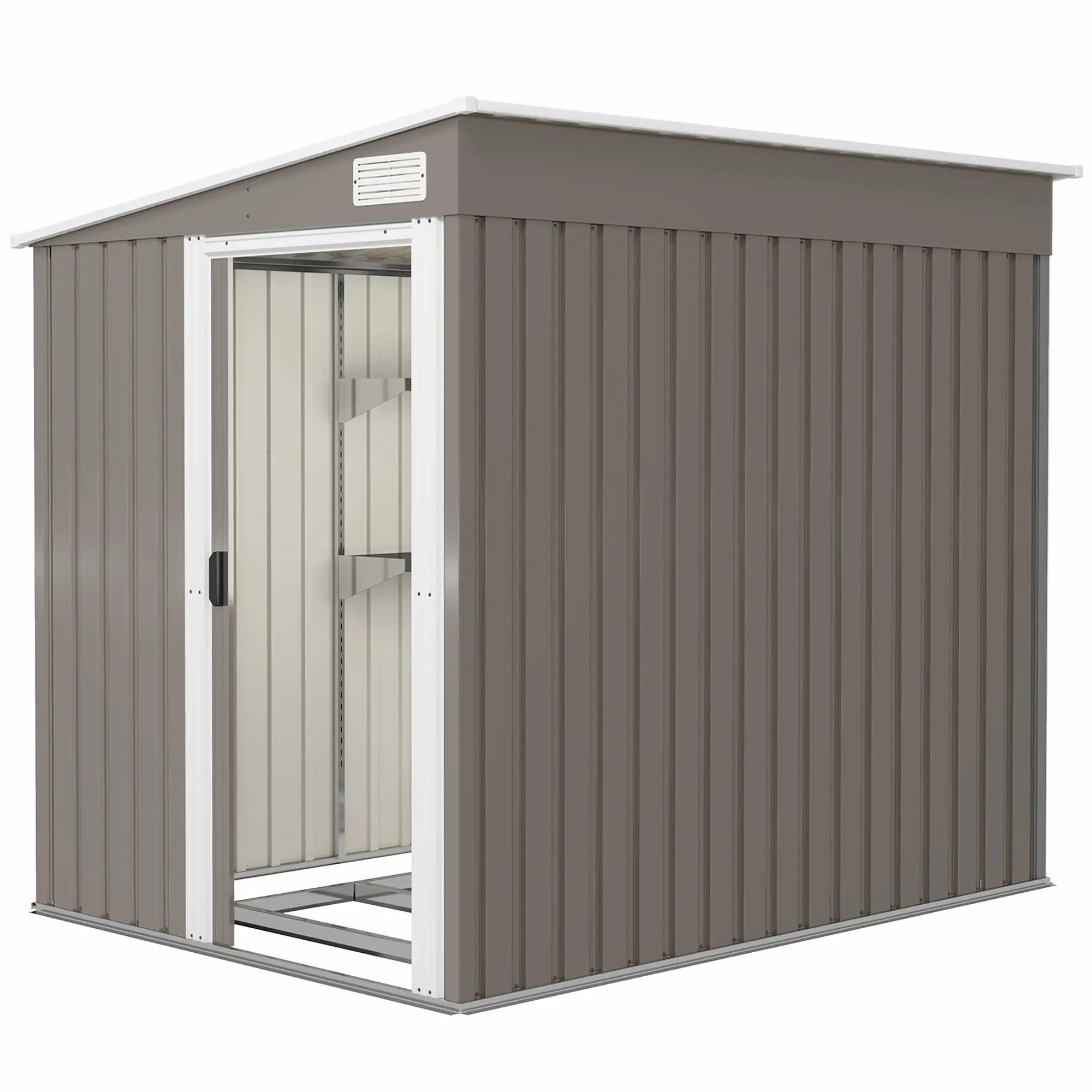 5'x7' Lean To Galvanized Metal Shed, Garden Storage, Light Grey Sheds Light Grey at Gallery Canada
