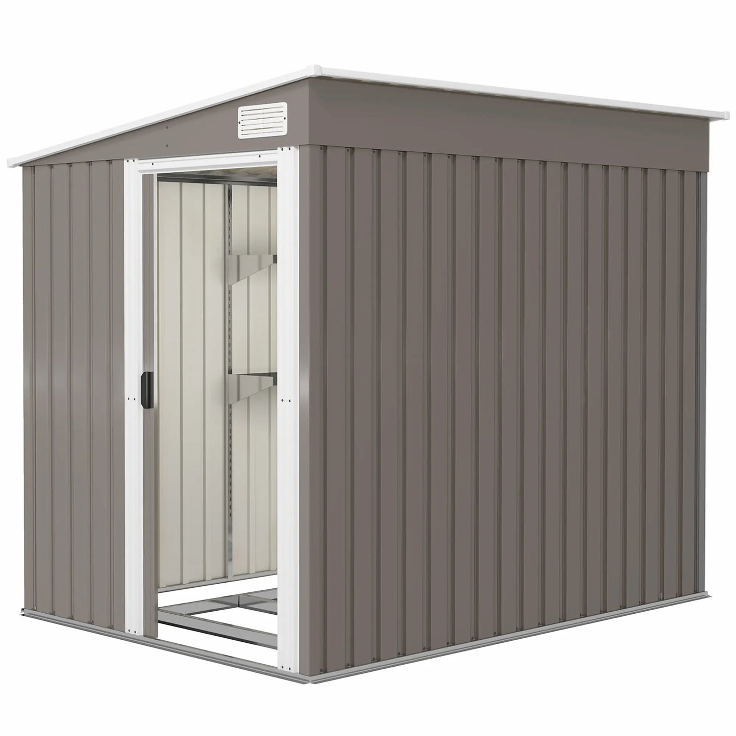 5'x7' Lean To Galvanized Metal Shed, Garden Storage, Light Grey Sheds Light Grey at Gallery Canada