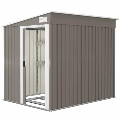 5'x7' Lean To Galvanized Metal Shed, Garden Storage, Light Grey Sheds Light Grey at Gallery Canada