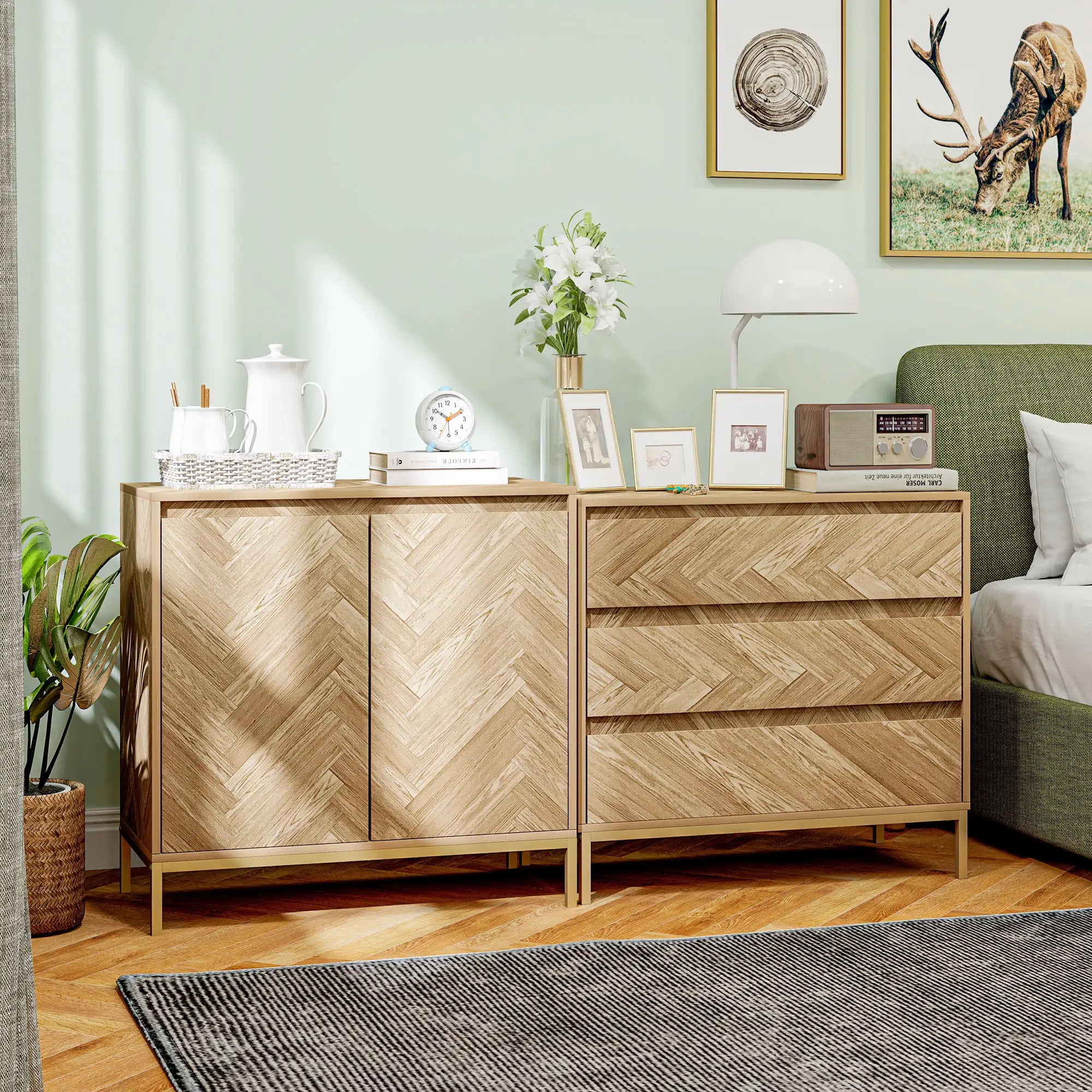 3 Drawer Storage Cabinet, Anti-Tip Design, for Bedroom, Living Room, Nature Wood Storage Cabinets at Gallery Canada