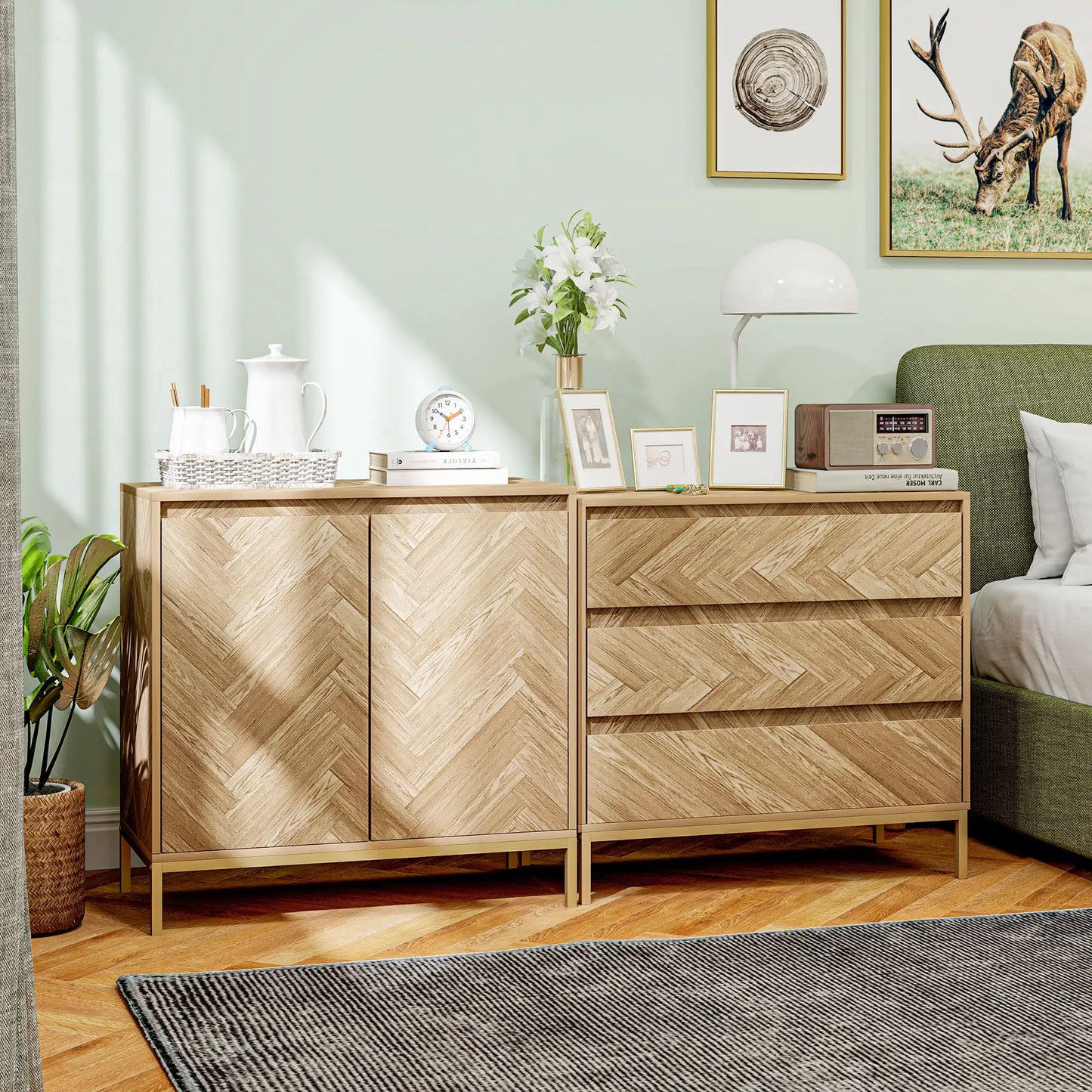 3 Drawer Storage Cabinet, Anti-Tip Design, for Bedroom, Living Room, Nature Wood Storage Cabinets at Gallery Canada