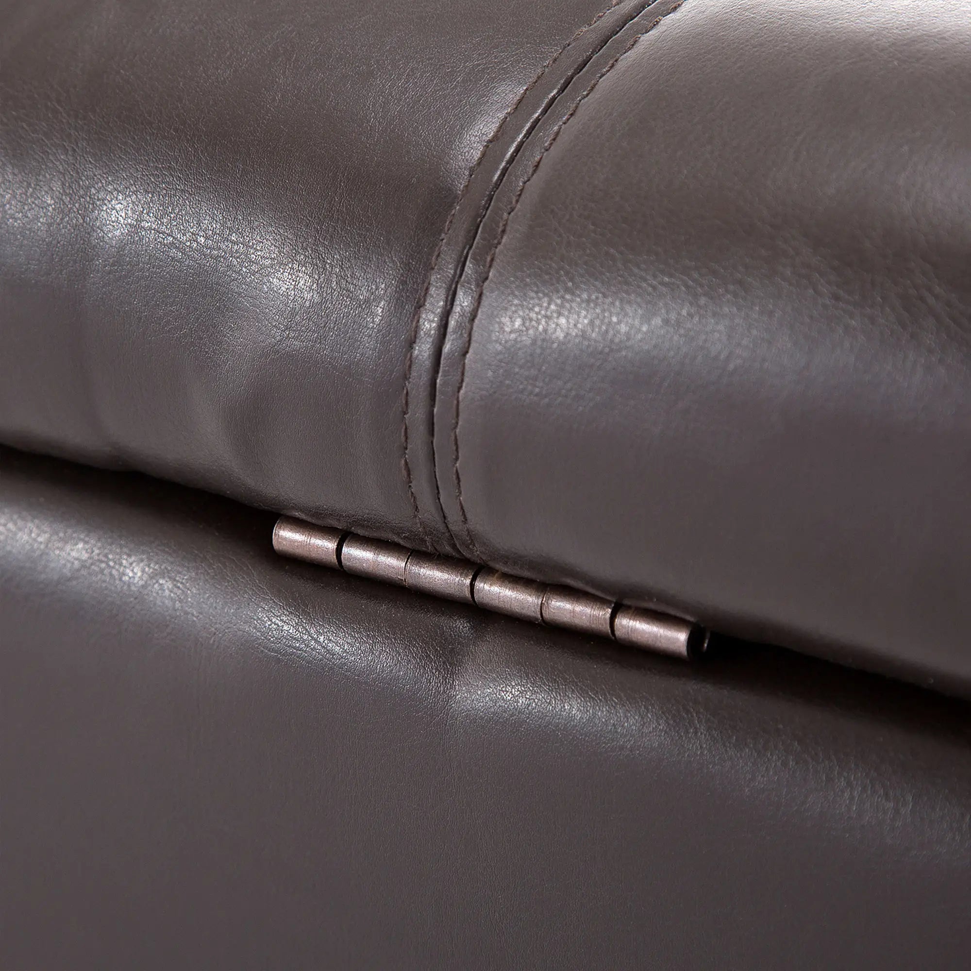 Storage Ottoman Bench, 51 Inches PU Leather, Solid Wood Legs, Brown Storage Ottomans & Benches at Gallery Canada