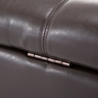 Storage Ottoman Bench, 51 Inches PU Leather, Solid Wood Legs, Brown Storage Ottomans & Benches at Gallery Canada