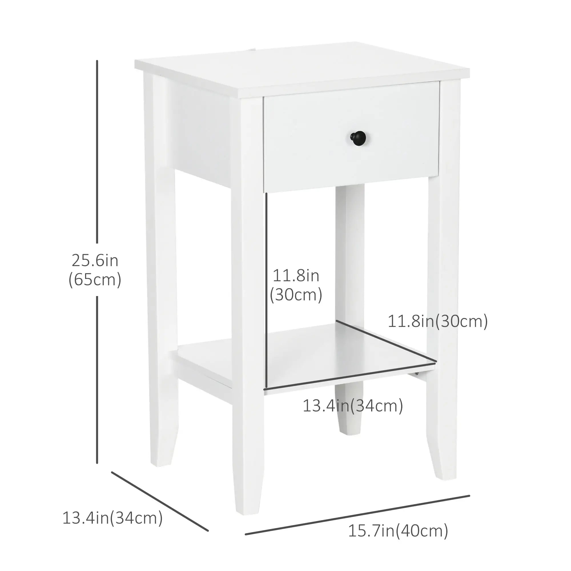 Side Table Set of 2, 2-Tier End Tables with Drawer, White Side Tables at Gallery Canada