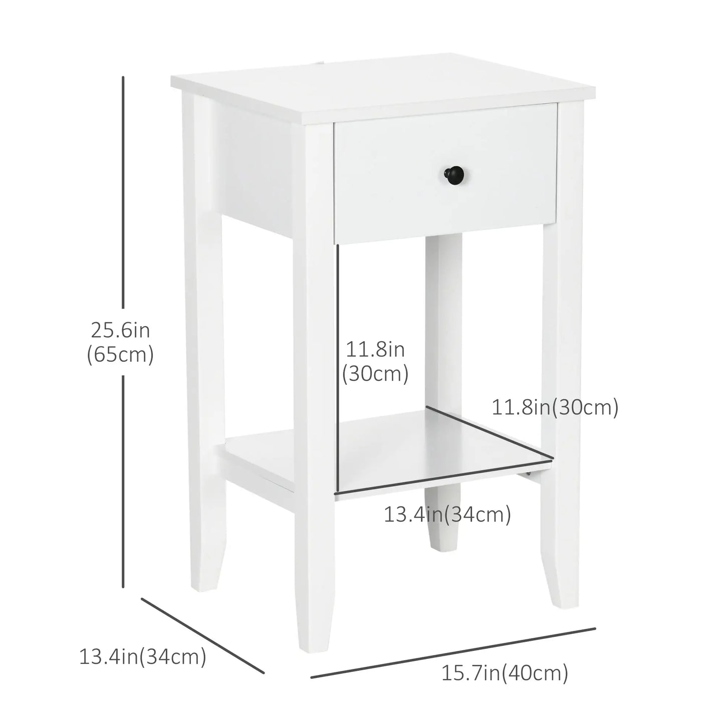 Side Table Set of 2, 2-Tier End Tables with Drawer, White Side Tables at Gallery Canada