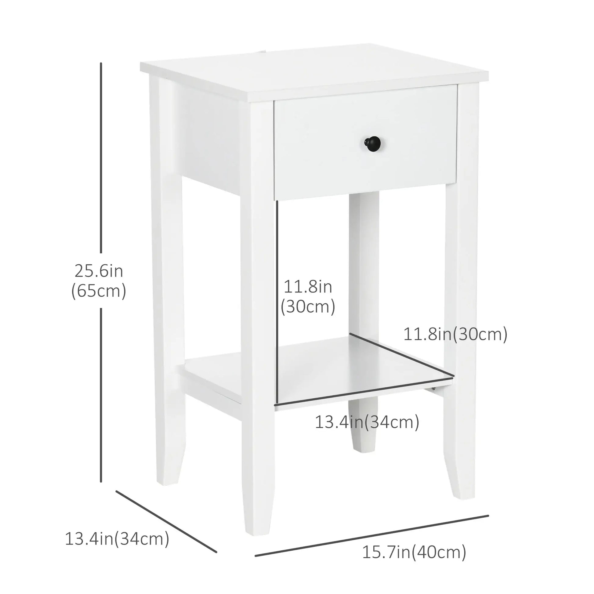Side Table Set of 2, 2-Tier End Tables with Drawer, White Side Tables at Gallery Canada