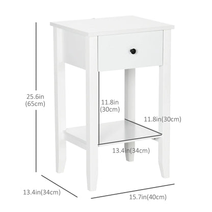Side Table Set of 2, 2-Tier End Tables with Drawer, White Side Tables at Gallery Canada