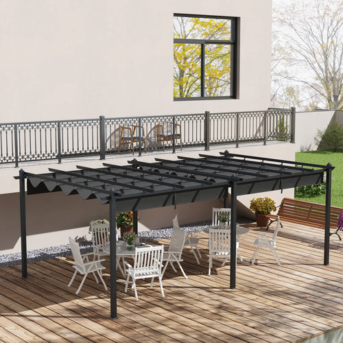 11.7' x 19.6' Retractable Pergola Canopy, For Grill, Patio, Garden, Aluminum