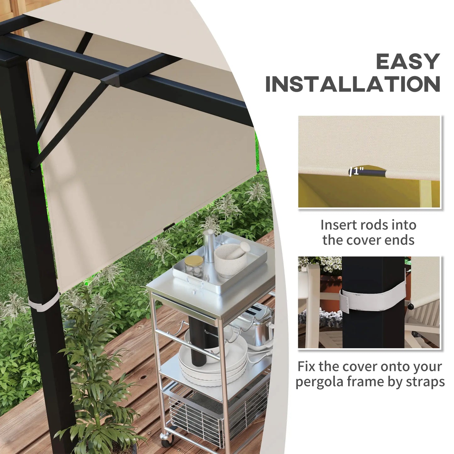 UV Protection Pergola Canopy, 10' x 10', Khaki Gazebo Canopy Replacement at Gallery Canada