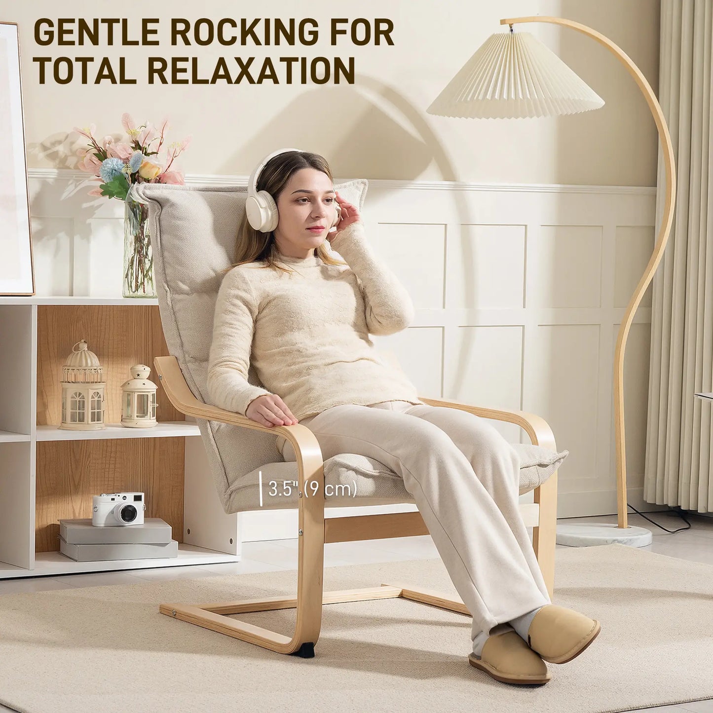 Modern Armchair, Upholstered Accent Chair, Curved Leg, Cream White Accent Chairs at Gallery Canada