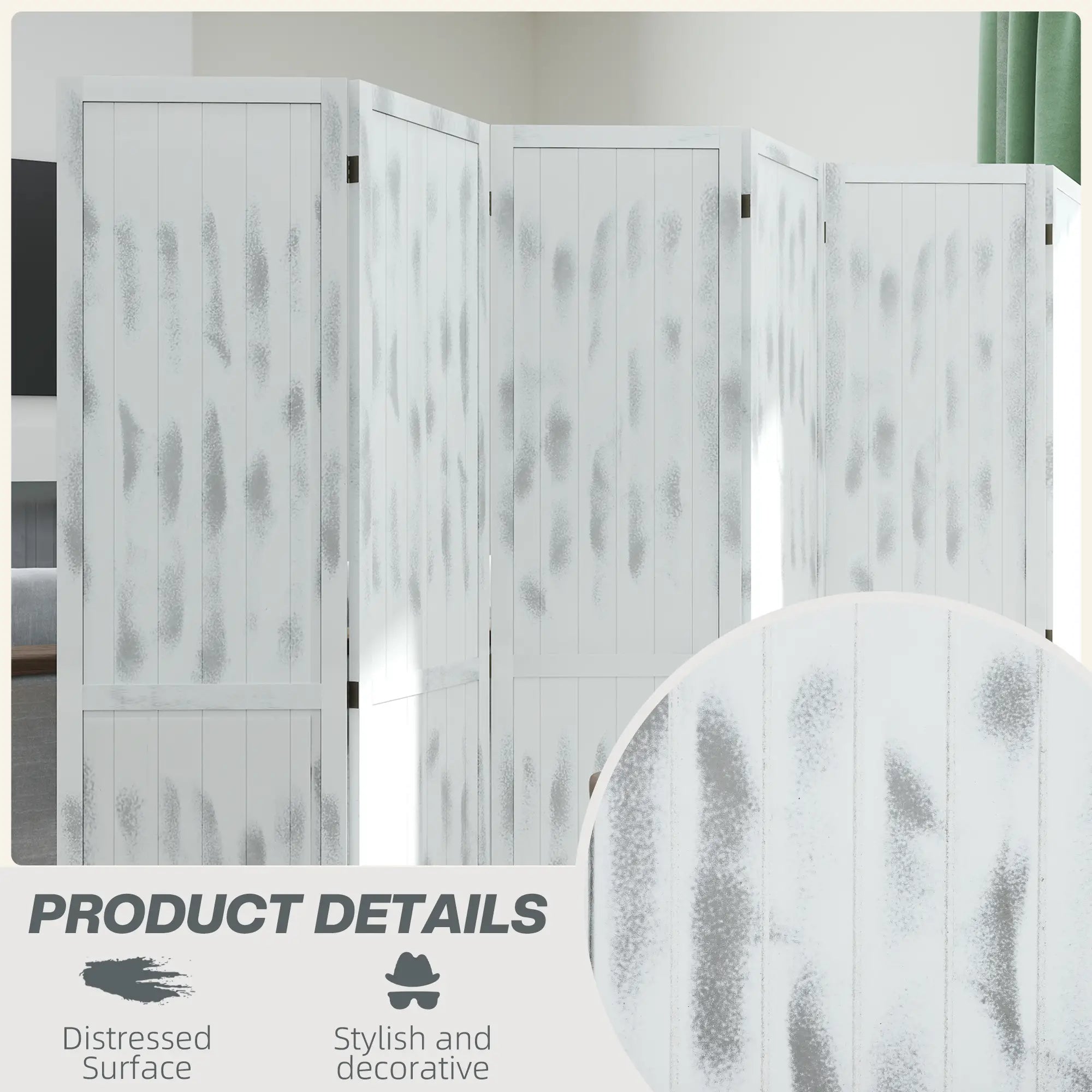 Foldable Screen Divider, 5.5' Rustic, for Bedroom Office, White Room Dividers at Gallery Canada