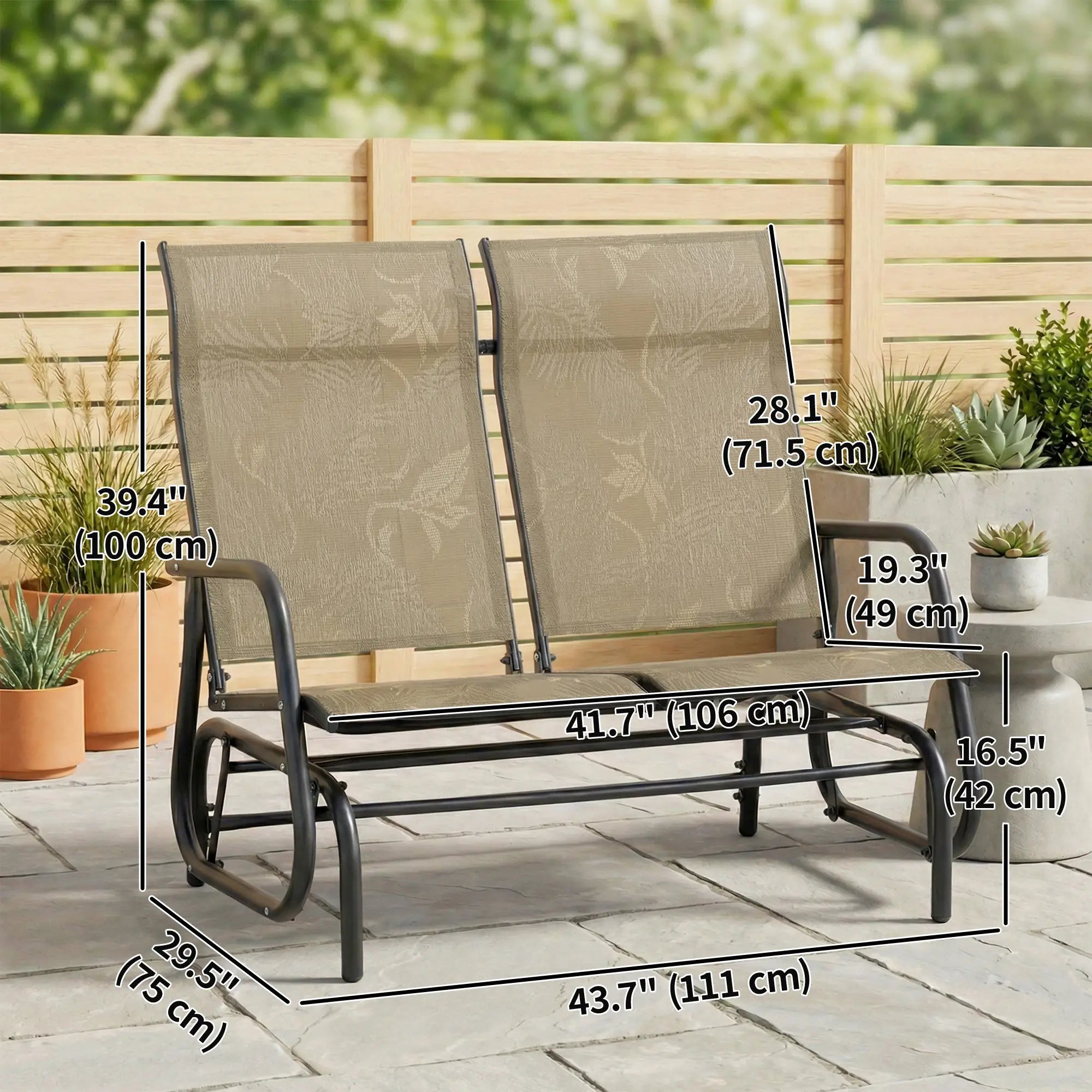 Outdoor Glider Bench, 2 Person, Brown Outdoor Gliders at Gallery Canada