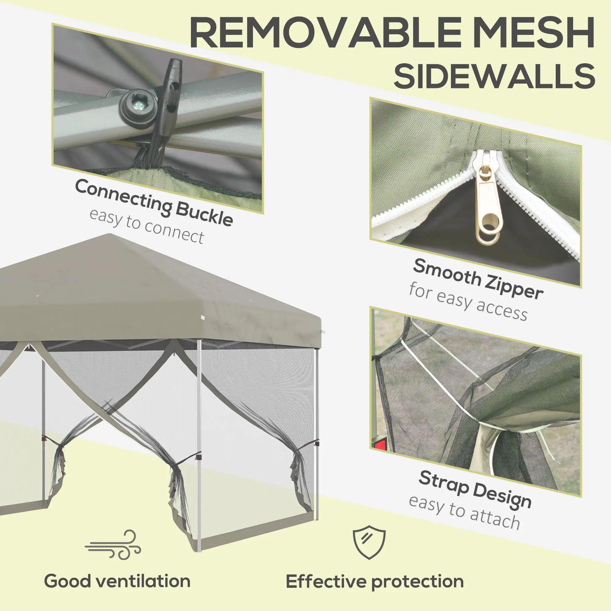 10' x 10' Pop-Up Canopy Tent, Mesh Sidewalls, Adjustable Height, Beige Pop Up Canopies at Gallery Canada