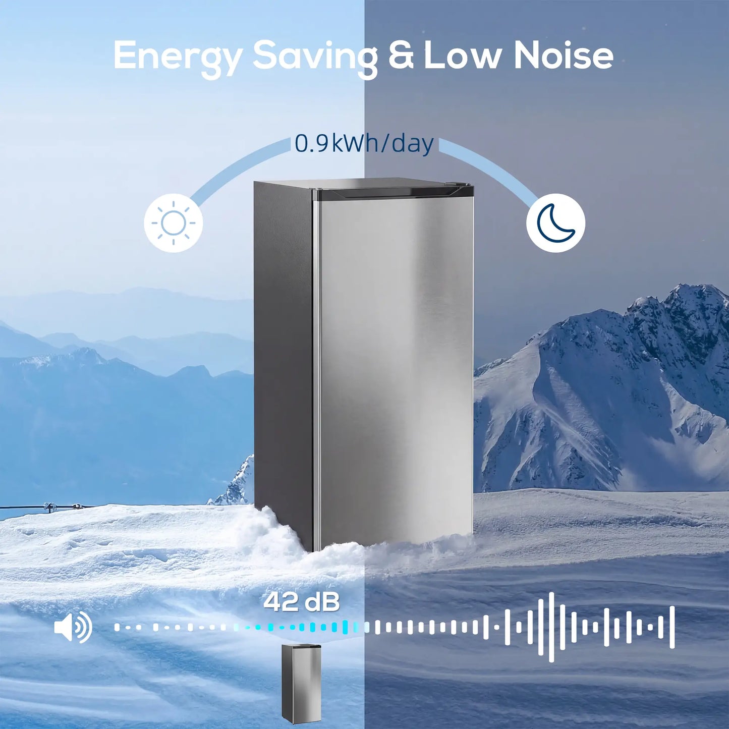 7.0 Cu.Ft Upright Freezer, 6 Adjustable Shelves, Reversible Door, Silver Small Kitchen Appliances at Gallery Canada