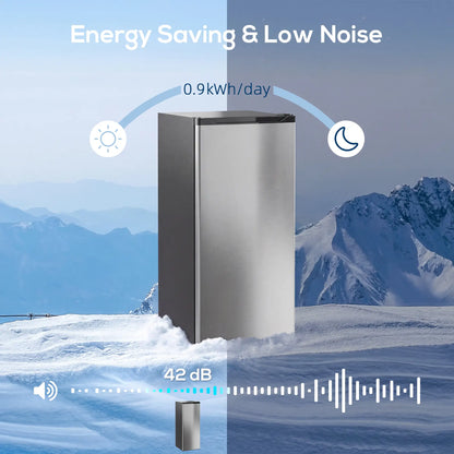 7.0 Cu.Ft Upright Freezer, 6 Adjustable Shelves, Reversible Door, Silver Small Kitchen Appliances at Gallery Canada