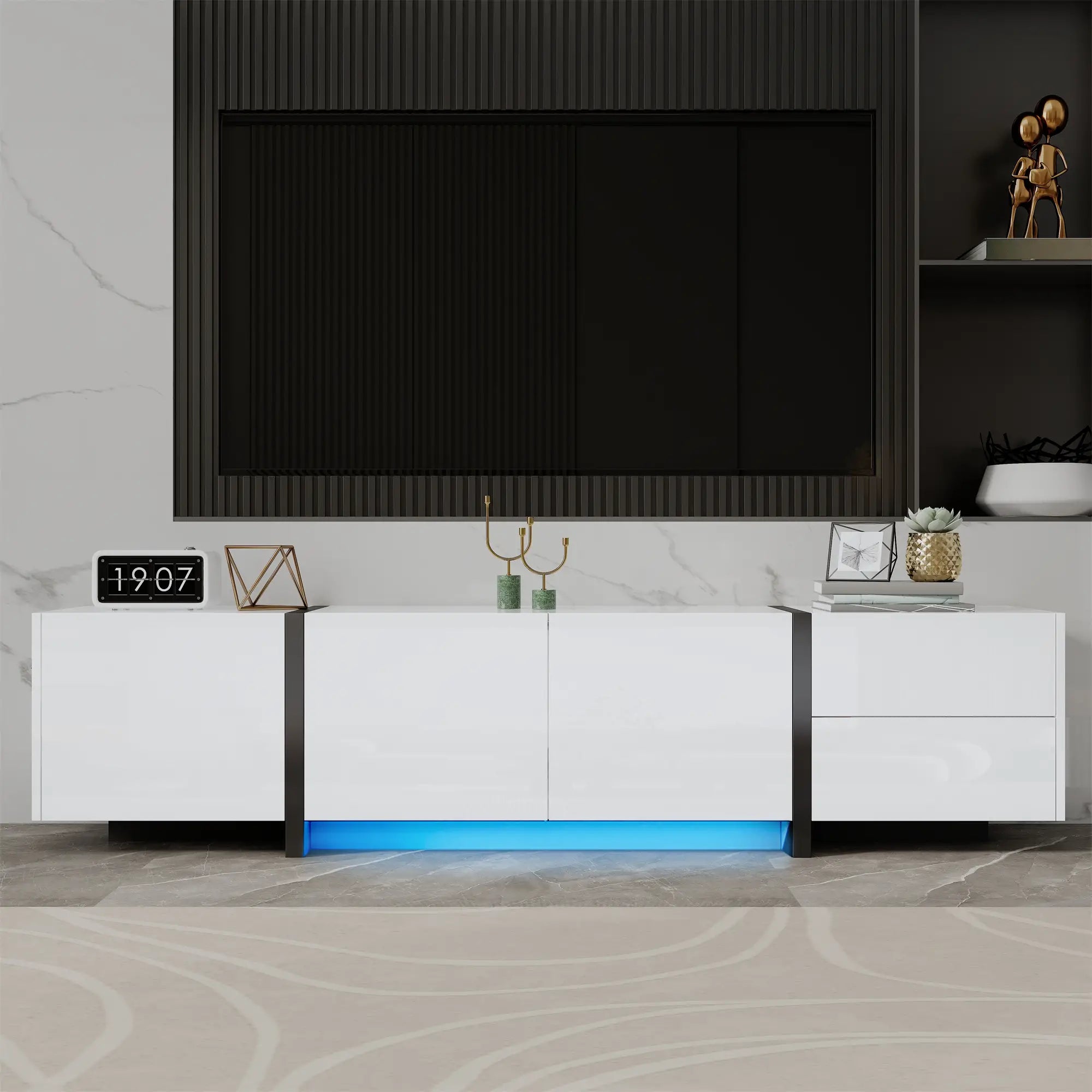 TV Cabinet, High Gloss Finish, Ample Storage, 67