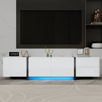 TV Cabinet, High Gloss Finish, Ample Storage, 67" L x 11.5" W x 11.5" H, White TV Stands at Gallery Canada