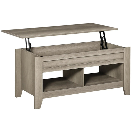 Lift Top Coffee Table, Hidden Storage, Open Shelves, Oak Effect Coffee Tables Oak at Gallery Canada