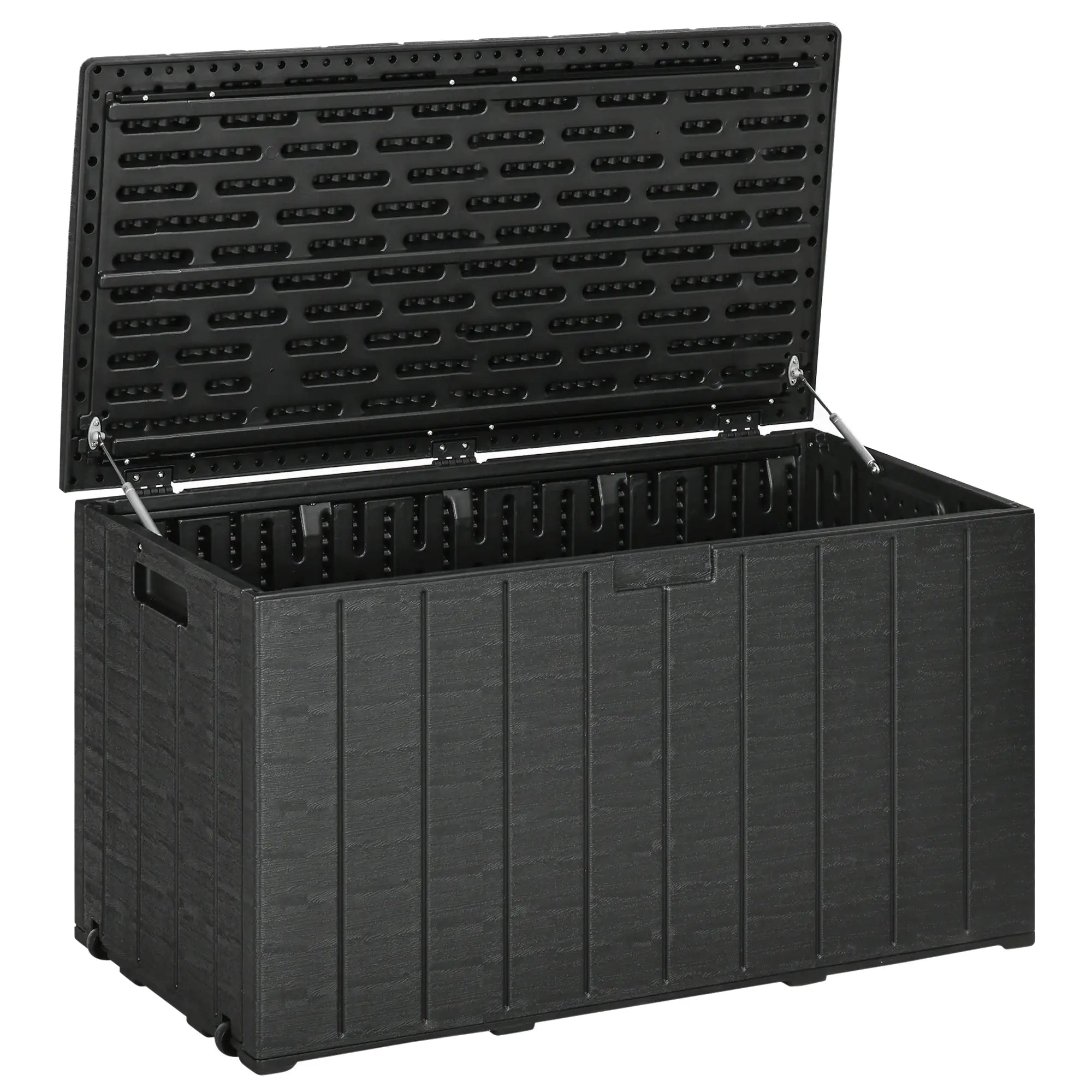 81 Gallon Garden Storage Box, Waterproof Double Wall, Black Patio Storage Boxes Black at Gallery Canada