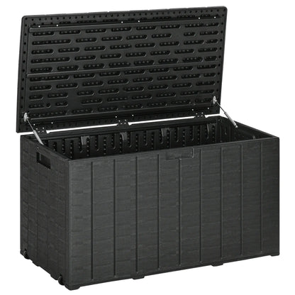 81 Gallon Garden Storage Box, Waterproof Double Wall, Black Patio Storage Boxes Black at Gallery Canada