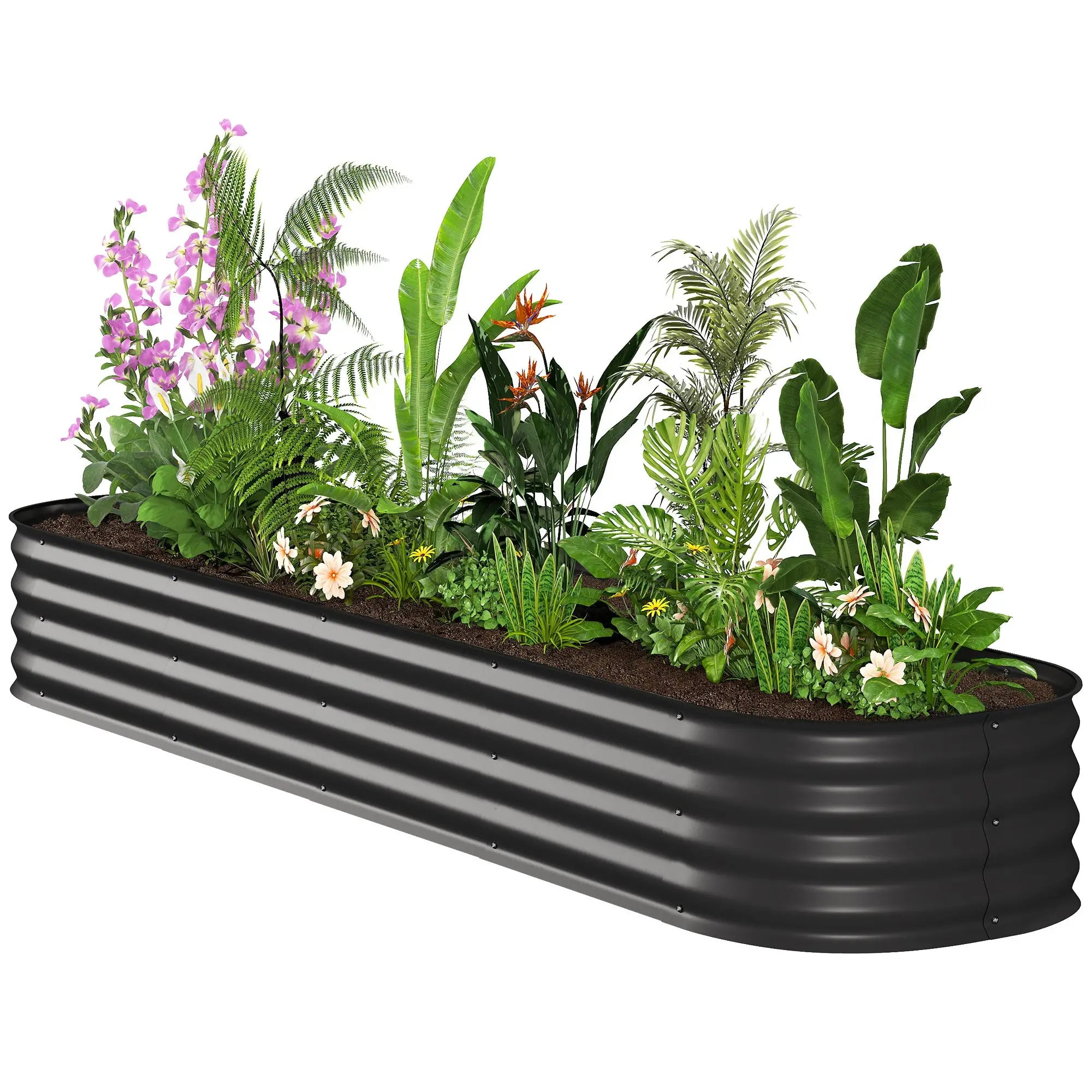 7.9 x 2 x 1ft Galvanized Raised Garden Bed Kit, Metal Planter Box, Black