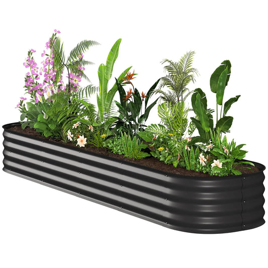 7.9 x 2 x 1ft Galvanized Raised Garden Bed Kit, Metal Planter Box, Black
