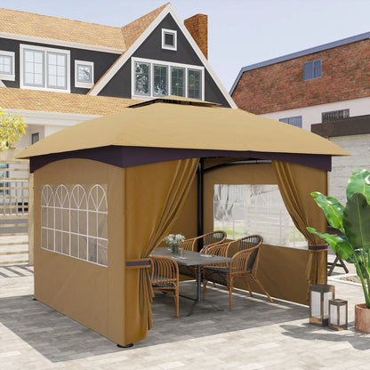 11' x 11' Outdoor Gazebo, Double Roof, Galvanised Steel Frame, Beige Gazebos at Gallery Canada