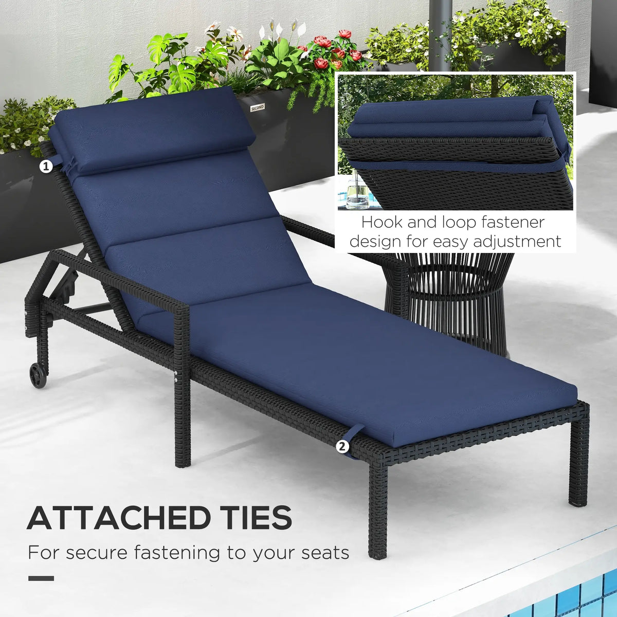 Patio Chaise Lounge Chair Cushion, Dark Blue Patio Chair Cushions at Gallery Canada