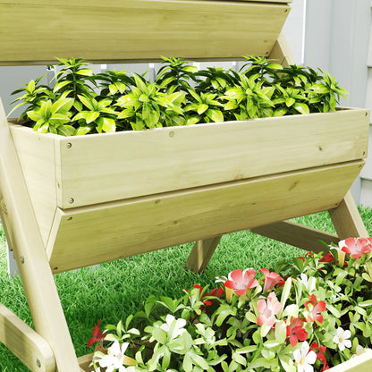 3 Tier Elevated Planter Box, Wooden Raised Garden Bed, 26" x 30" x 30", Green Elevated Garden Beds at Gallery Canada