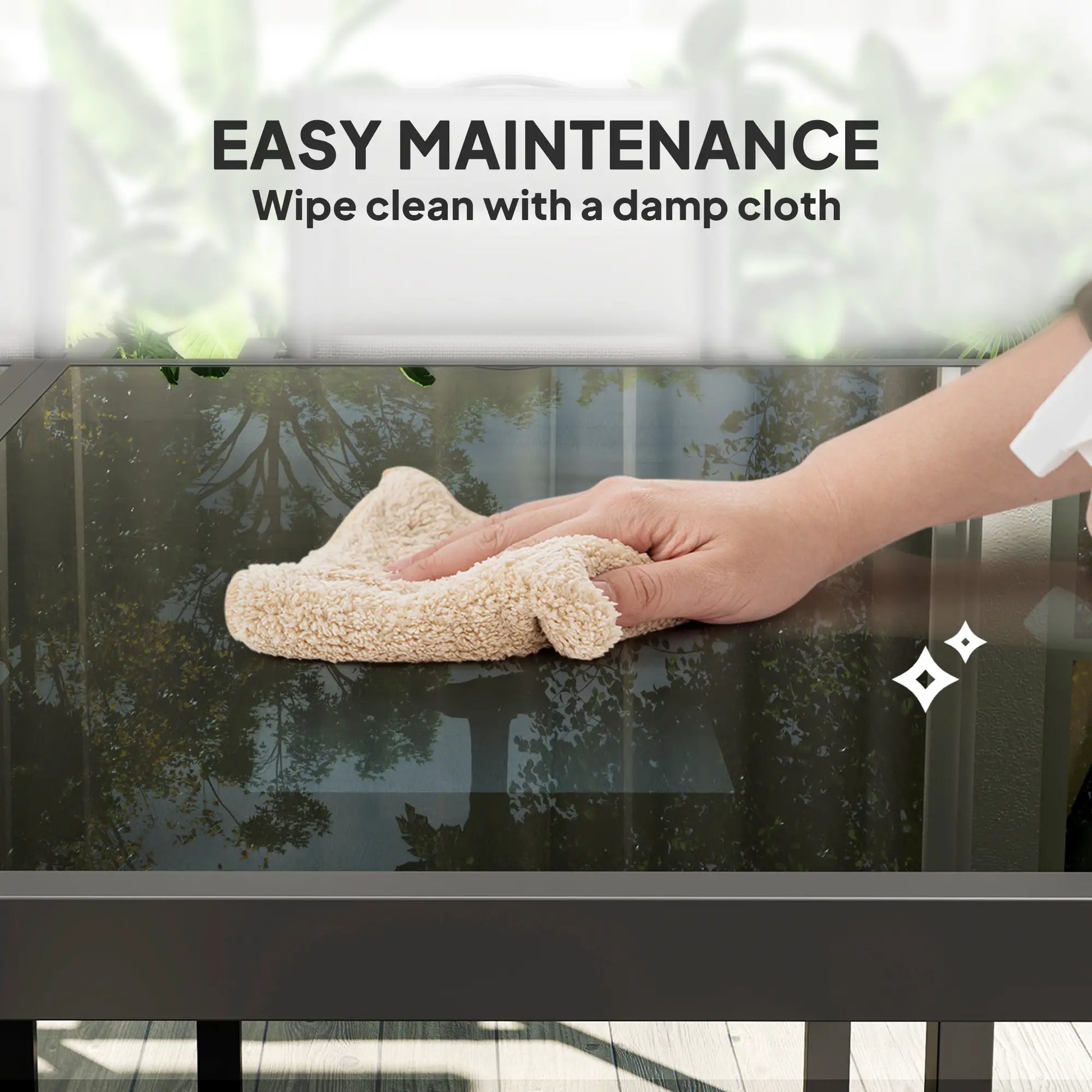 5 Piece Outdoor Dining Set, 4 Stackable Chairs, Rectangle Table, Tempered Glass Top, Steel Frame, Black Outdoor Dining Sets at Gallery Canada