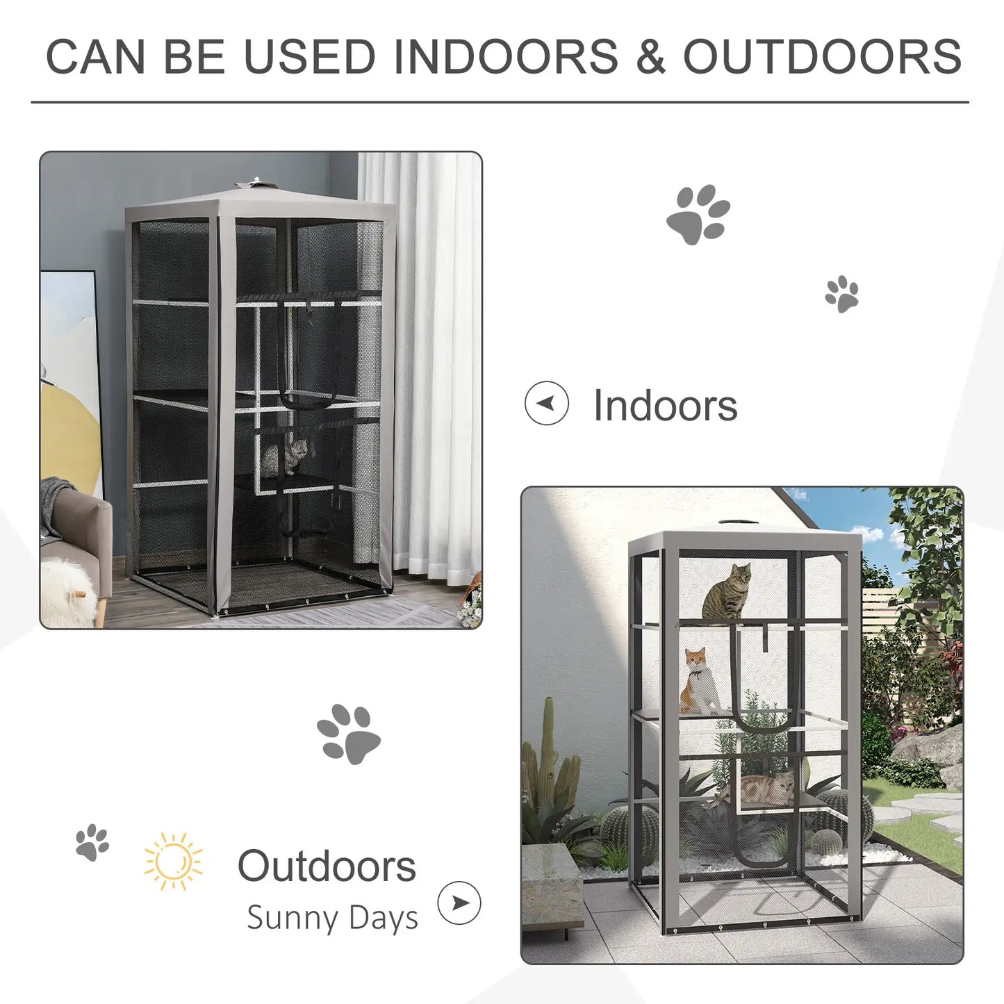 79" Cat Cage, Large Outdoor Kitten House, Indoor Pet Kennel, Grey Outdoor Cat Enclosures at Gallery Canada