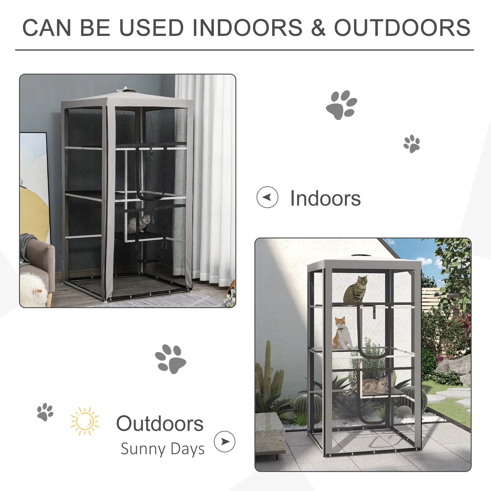 79" Cat Cage, Large Outdoor Kitten House, Indoor Pet Kennel, Grey Outdoor Cat Enclosures at Gallery Canada