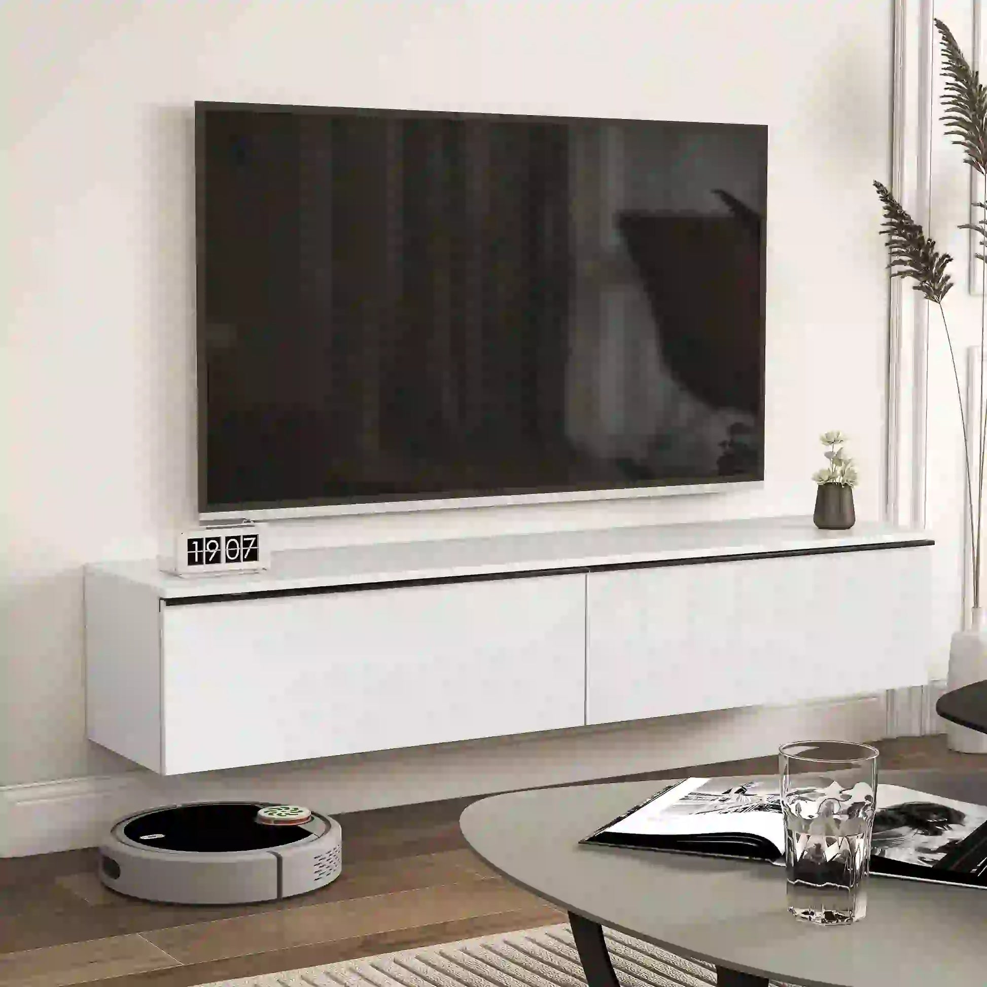 Wall Mounted TV Stand, Floating Cabinet for 70" TVs, White TV Stands at Gallery Canada
